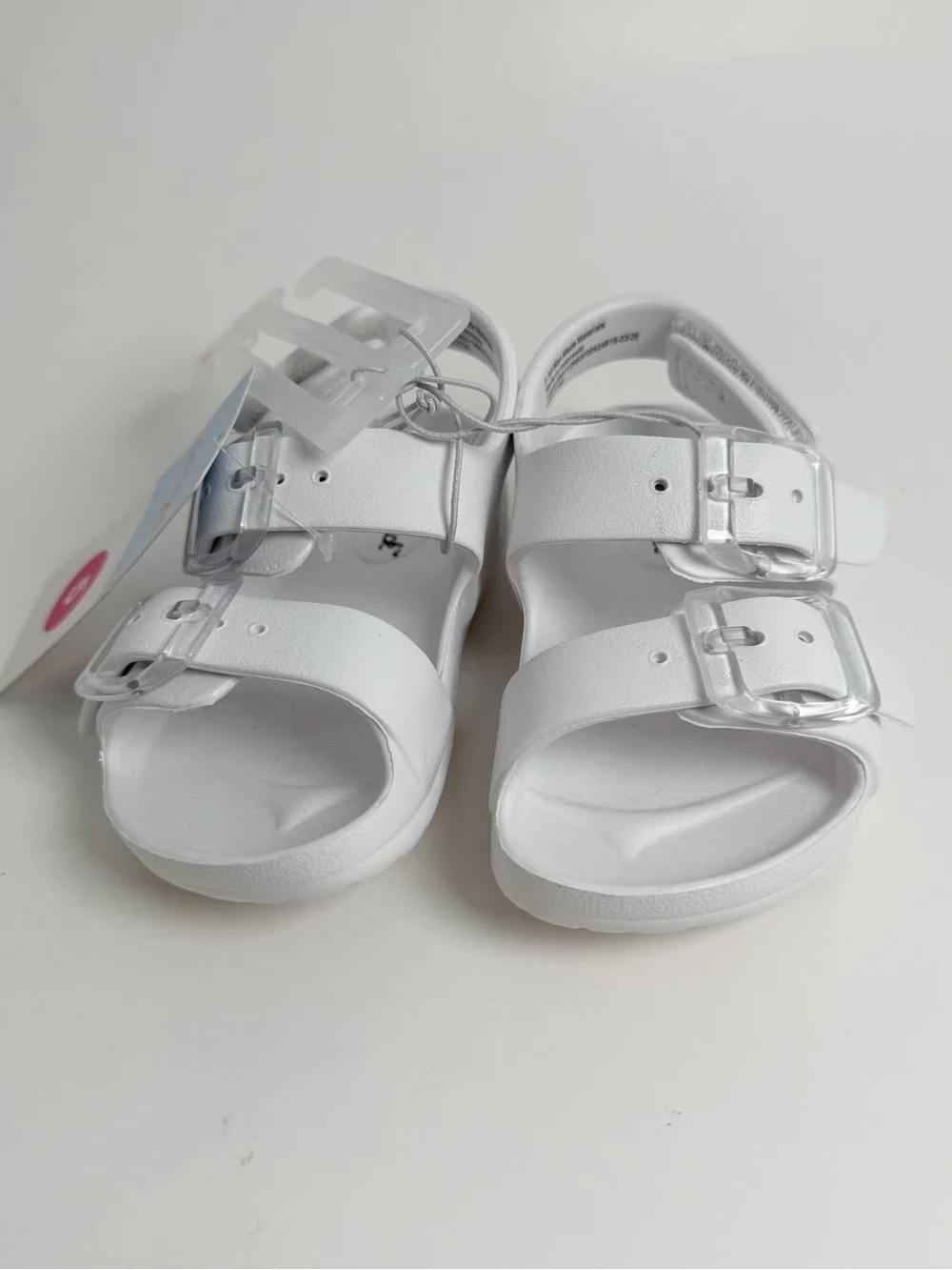 Cat & Jack White Kids Double-Strap Sandals with Clear Buckles